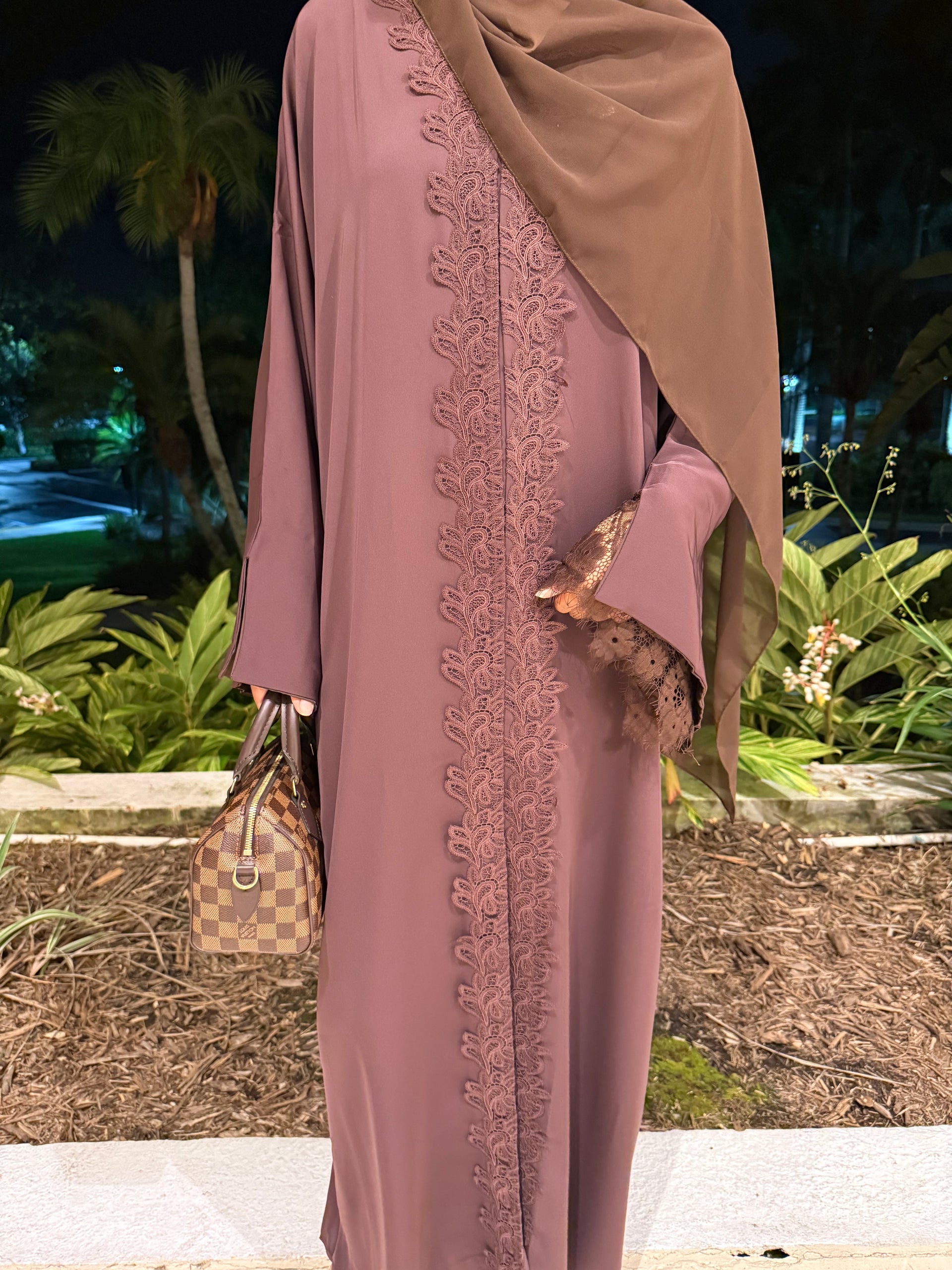 Mocha Lace Abaya