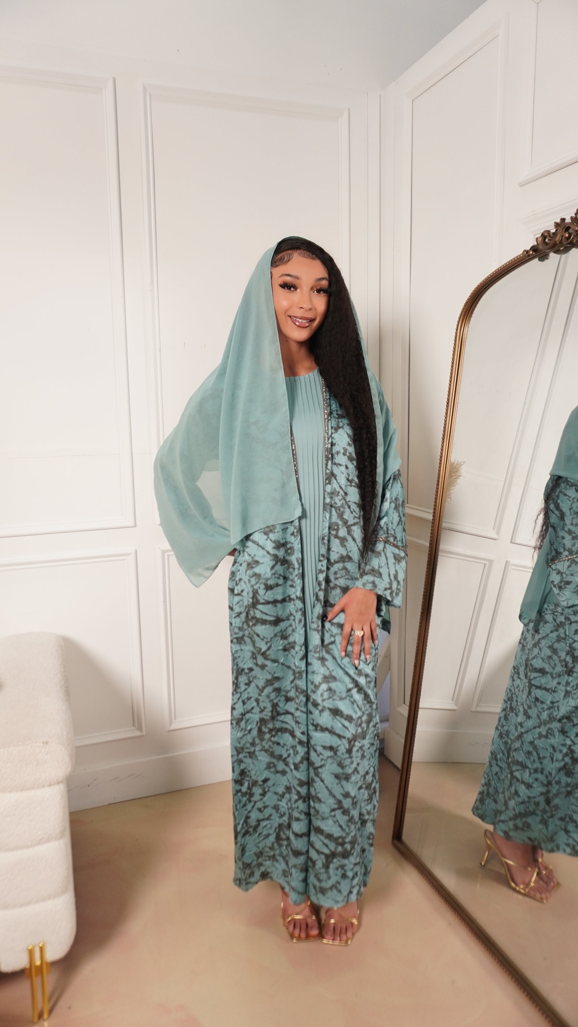 Safia Abaya Set In Aqua