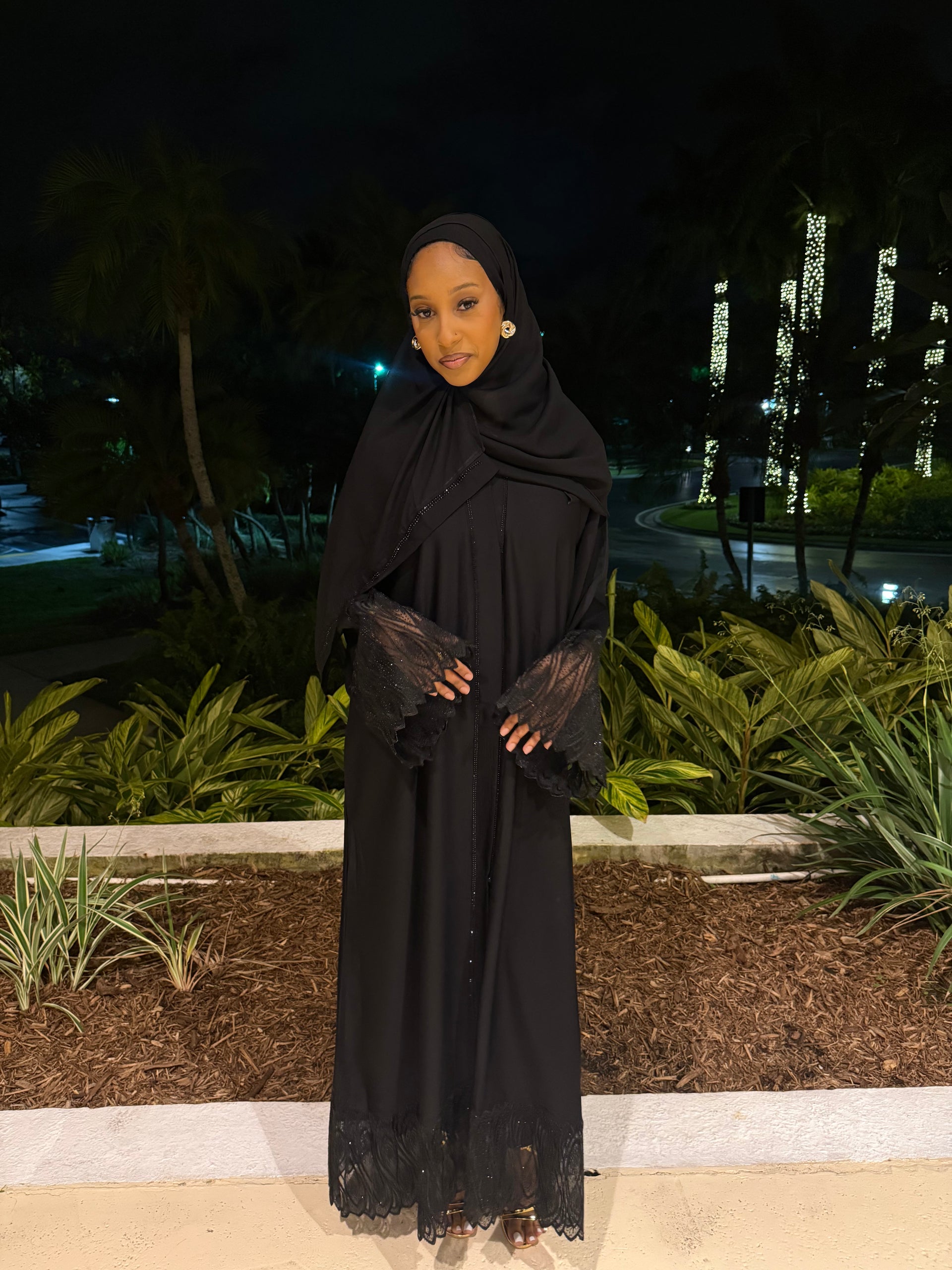 Black Lace Abaya