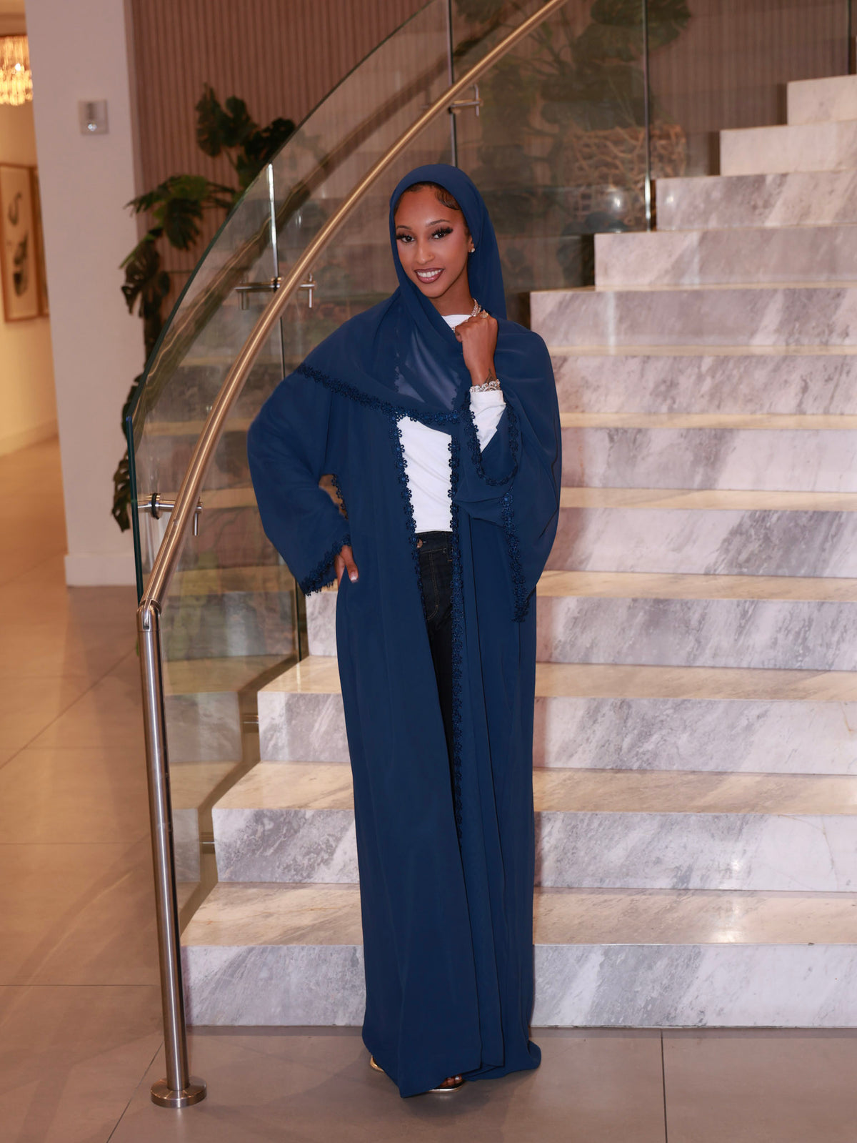 Sapphire Bloom Abaya