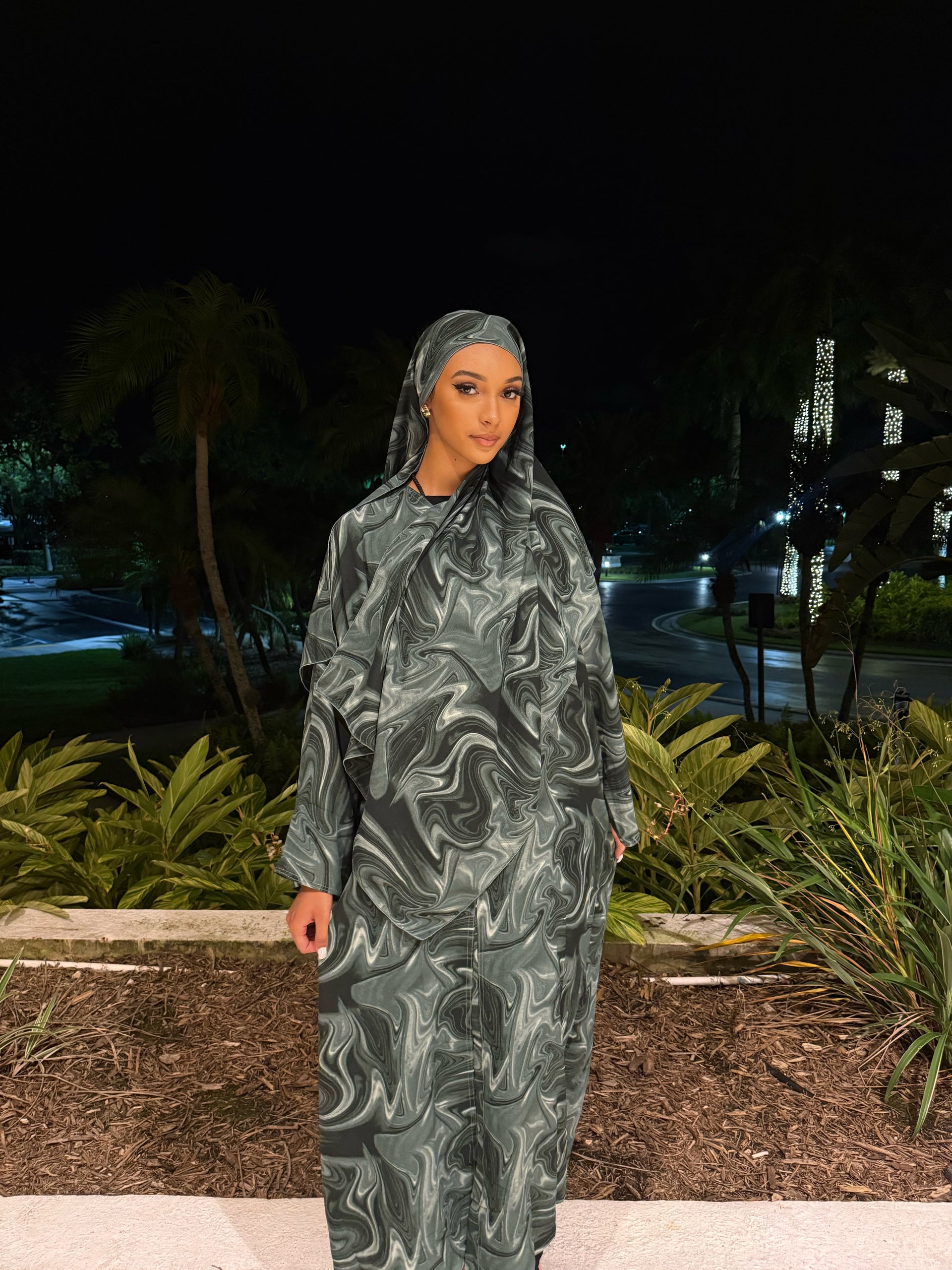 Green Marble Muse Abaya Set