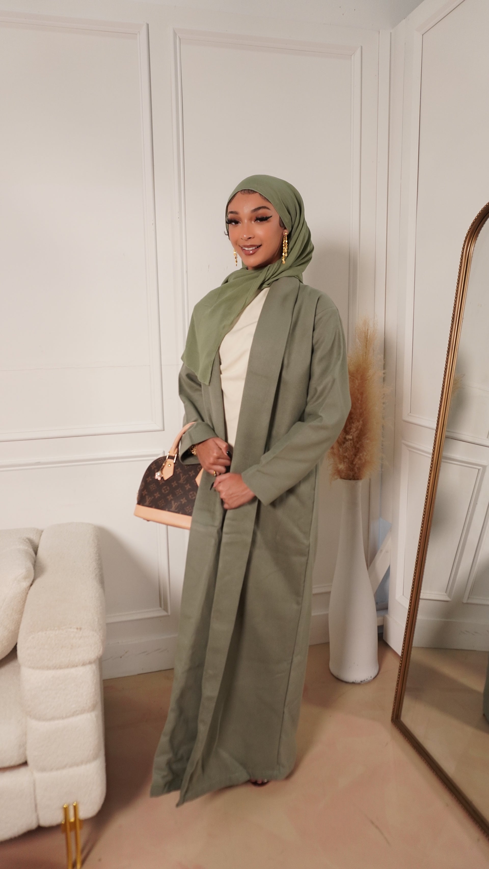 Samira Abaya Coat in Sage Green