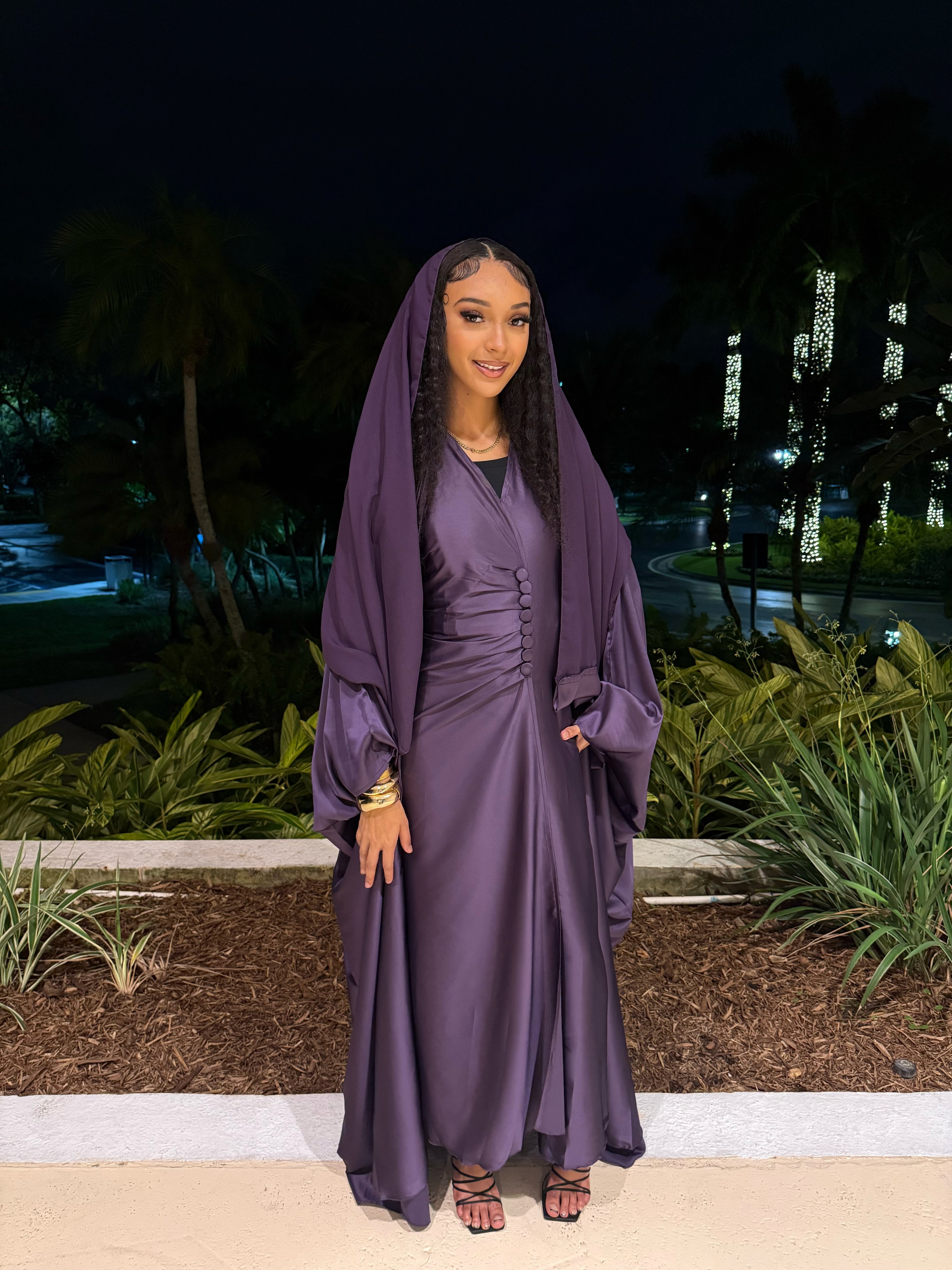 abaya and dress Royal Purple Silk Abaya Set