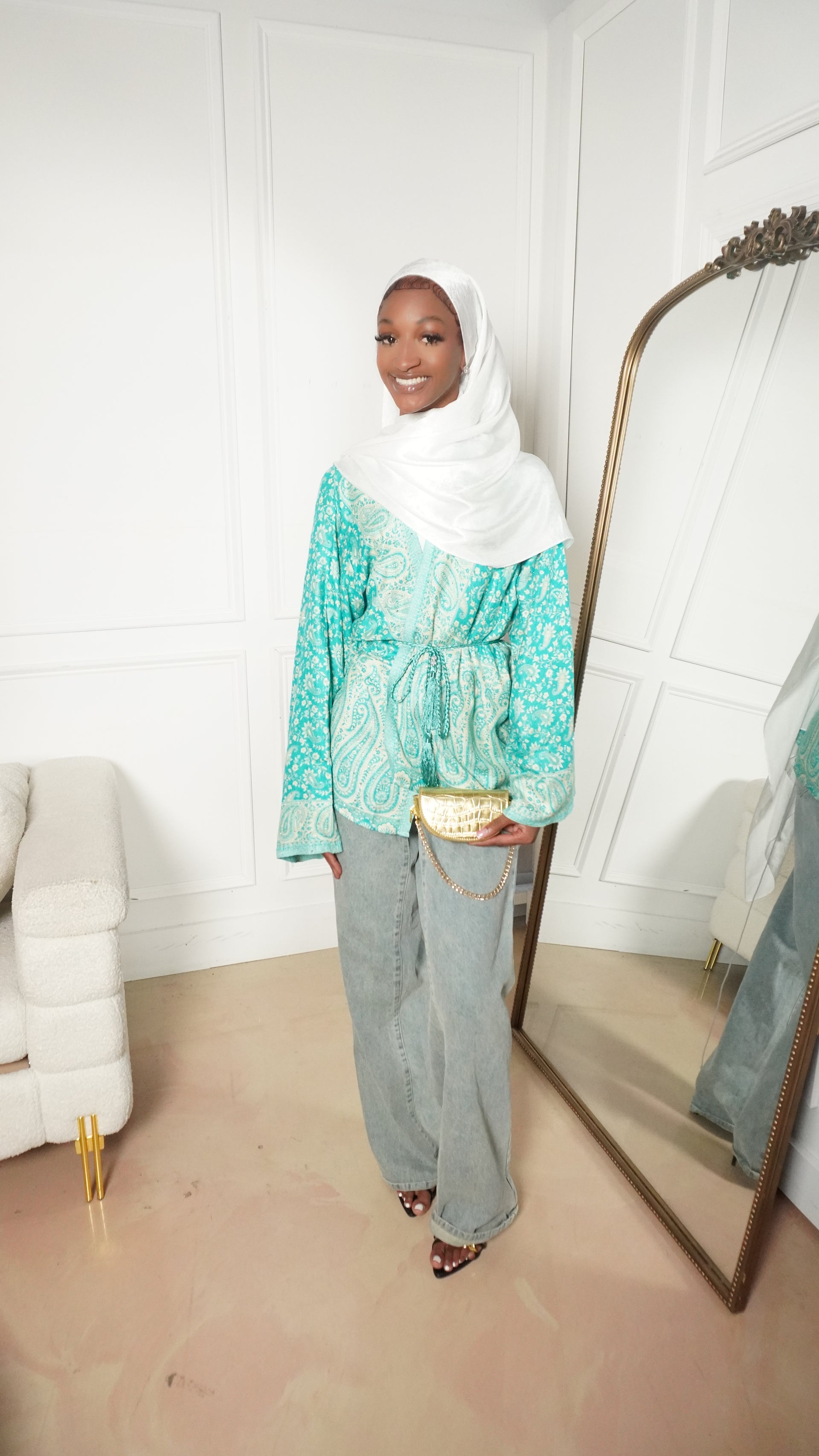 Pashmina Top in Aqua Blue