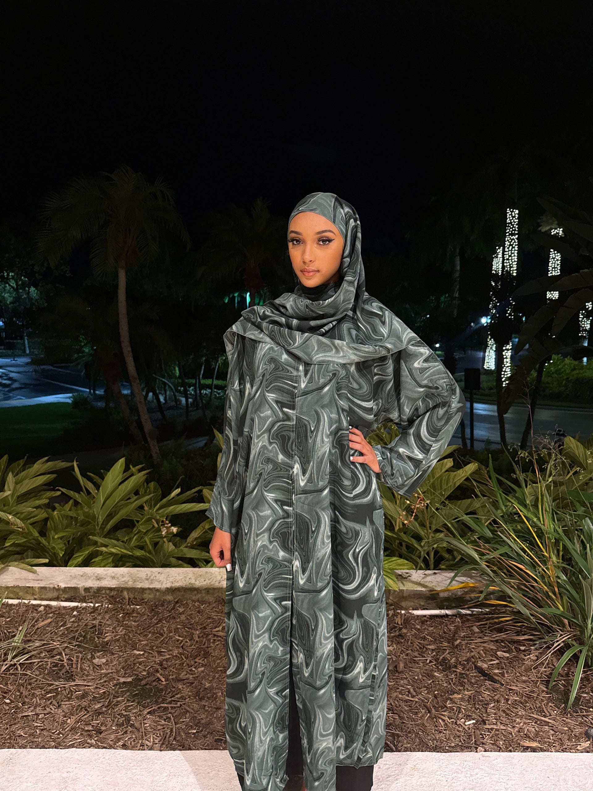 Green Marble Muse Abaya Set