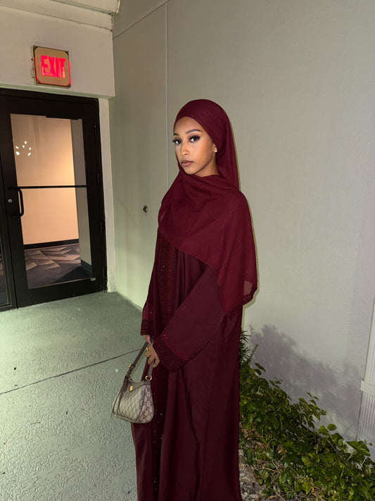 Red Diamond Abaya Set