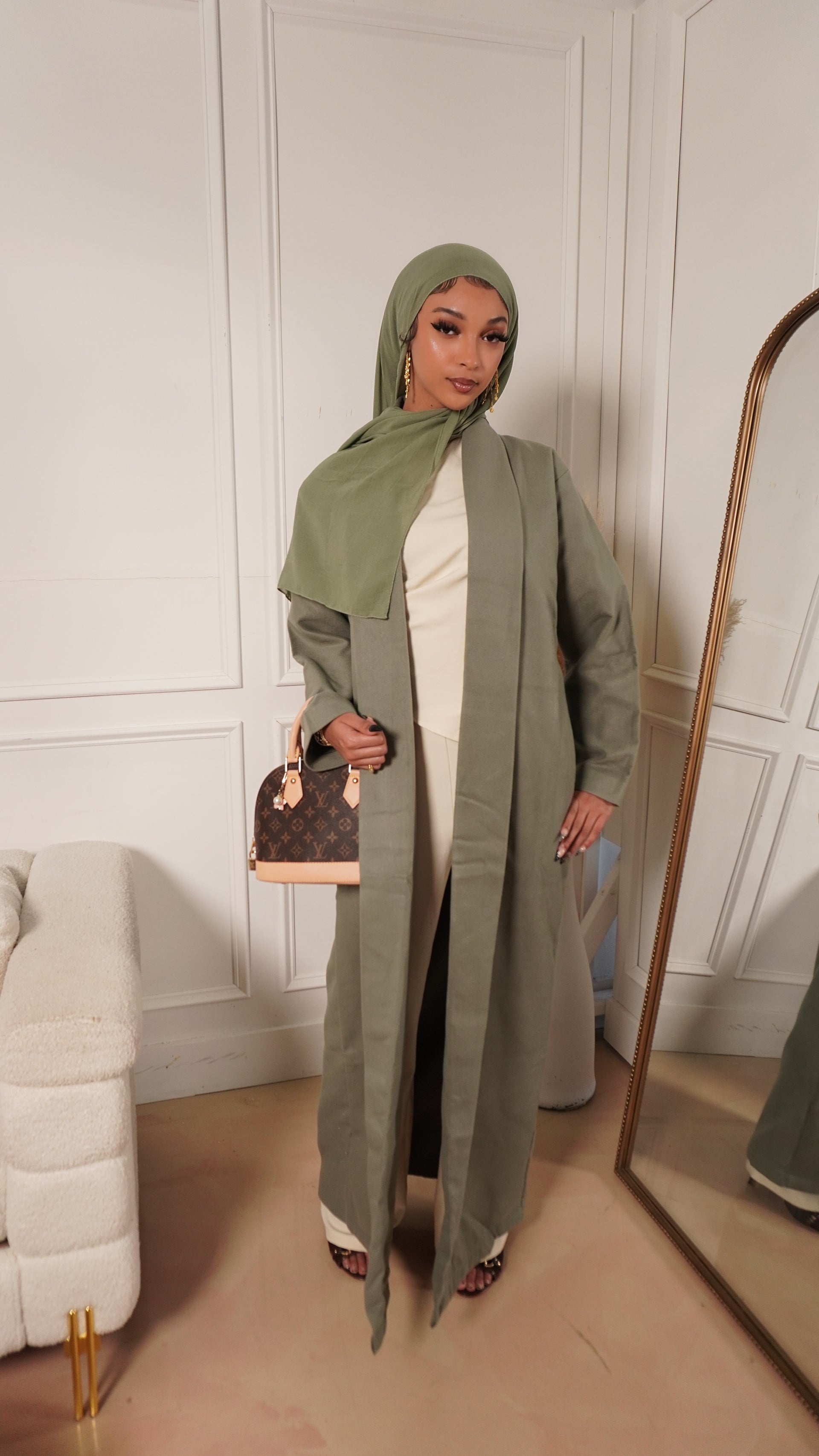 Samira Abaya Coat in Sage Green