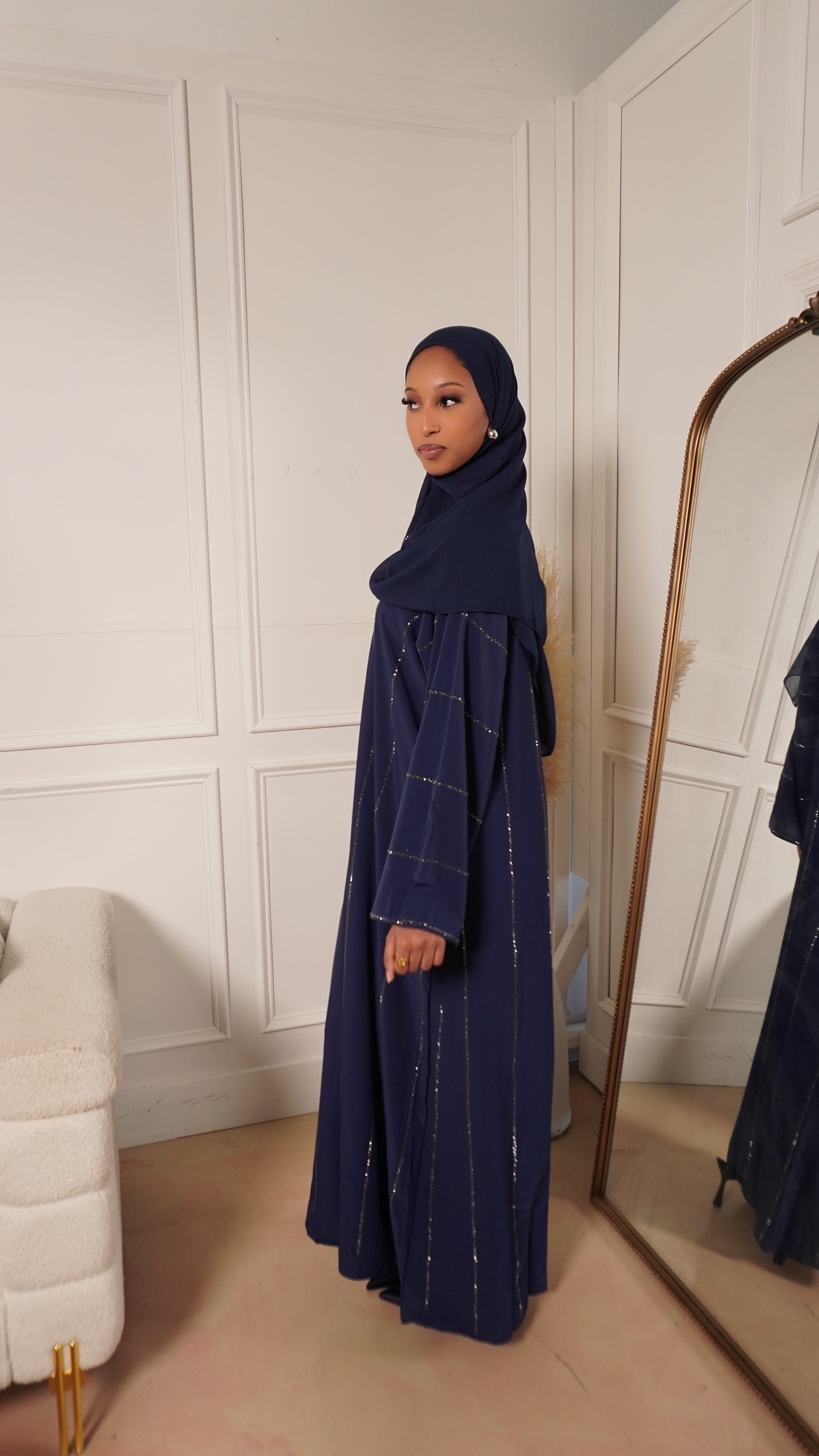 Lyra Abaya Set in Navy Blue