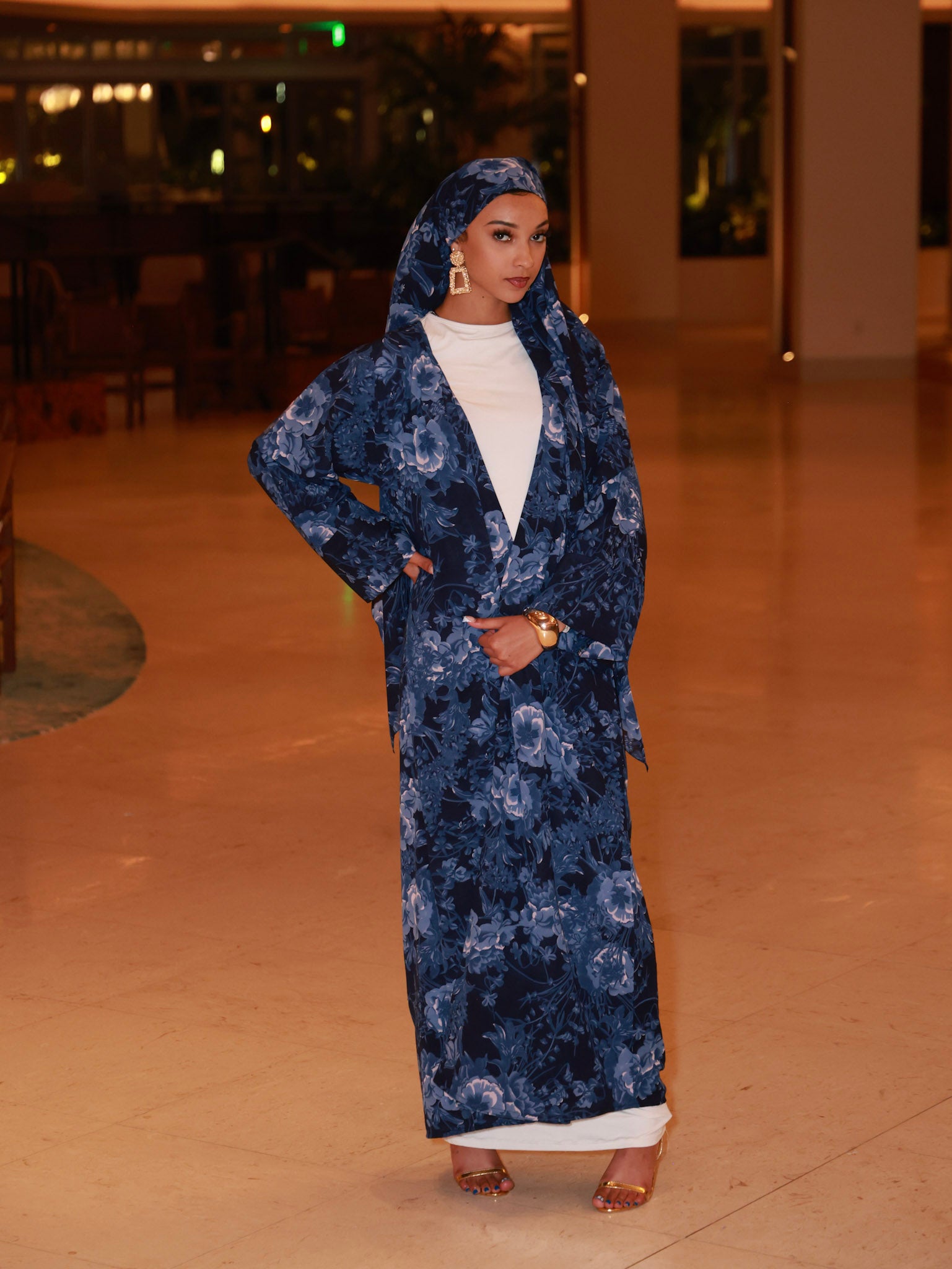 Royal Petal Abaya in Blue