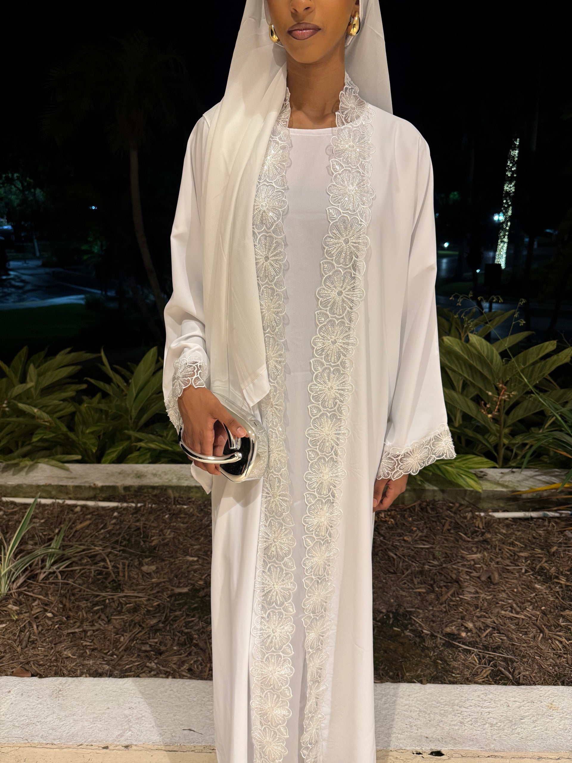 Layali Lace Abaya in White