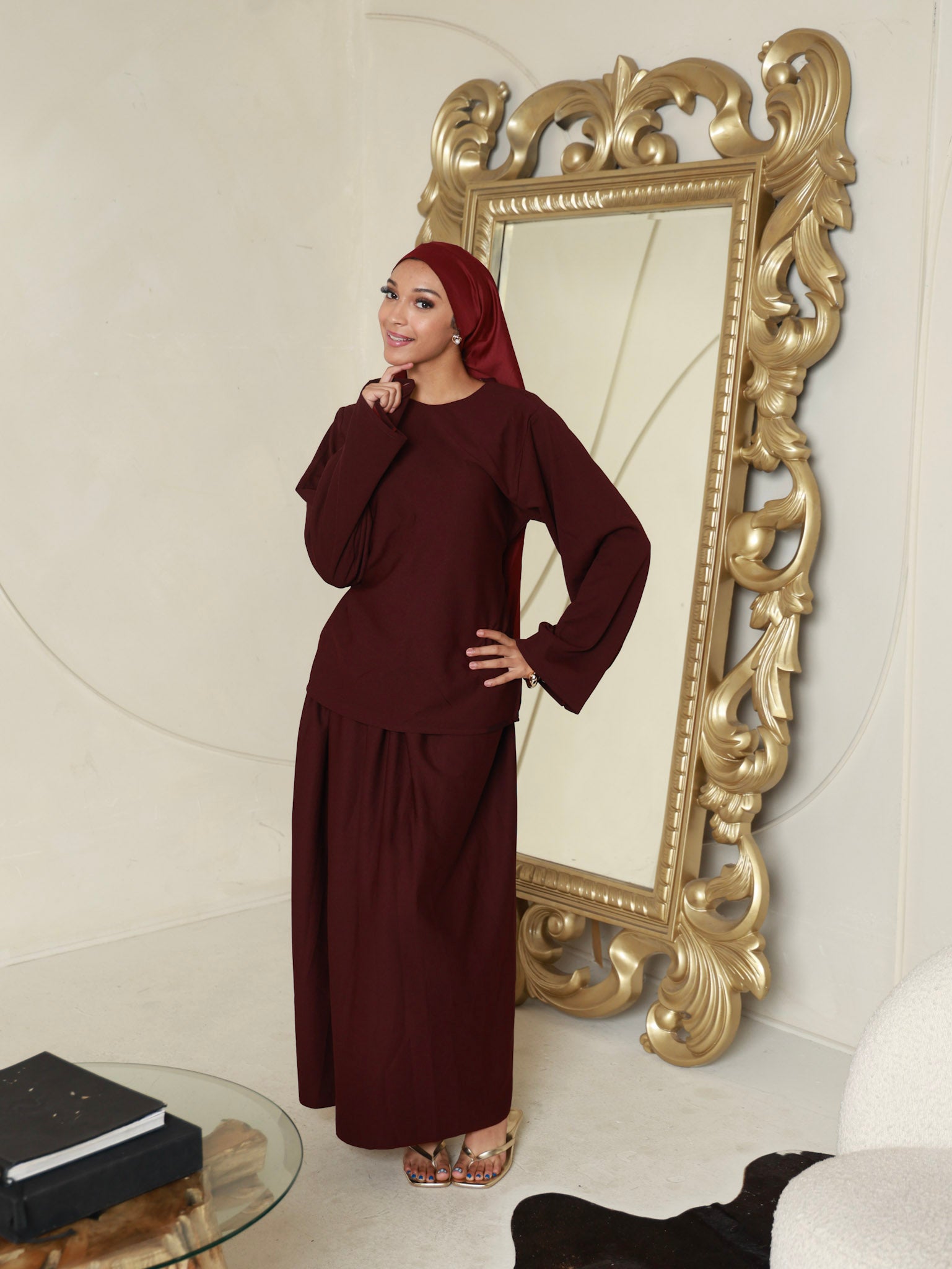 Alana Skirt Set in Burgundy