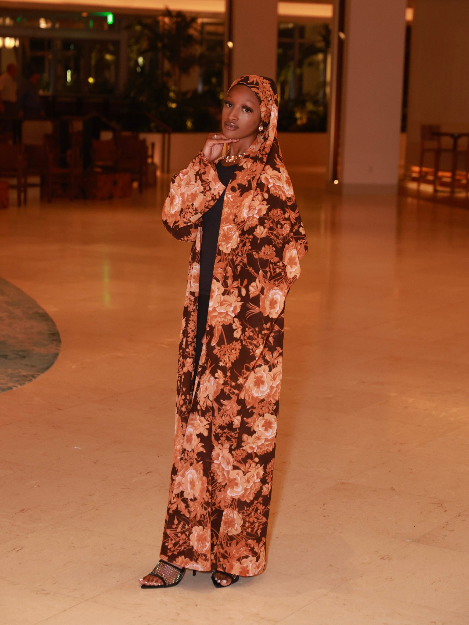 Royal Petal Abaya in Orange