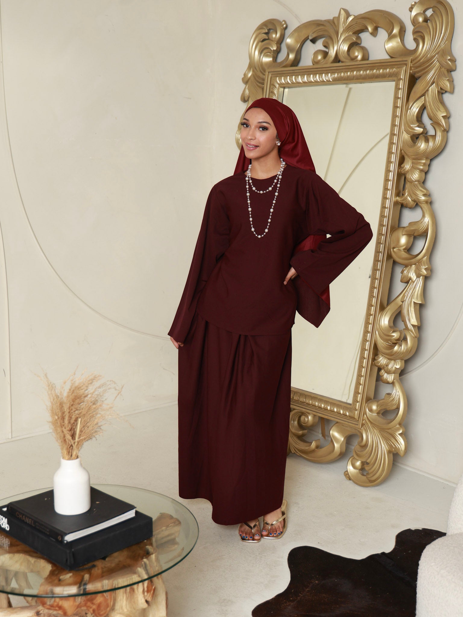 Alana Skirt Set in Burgundy