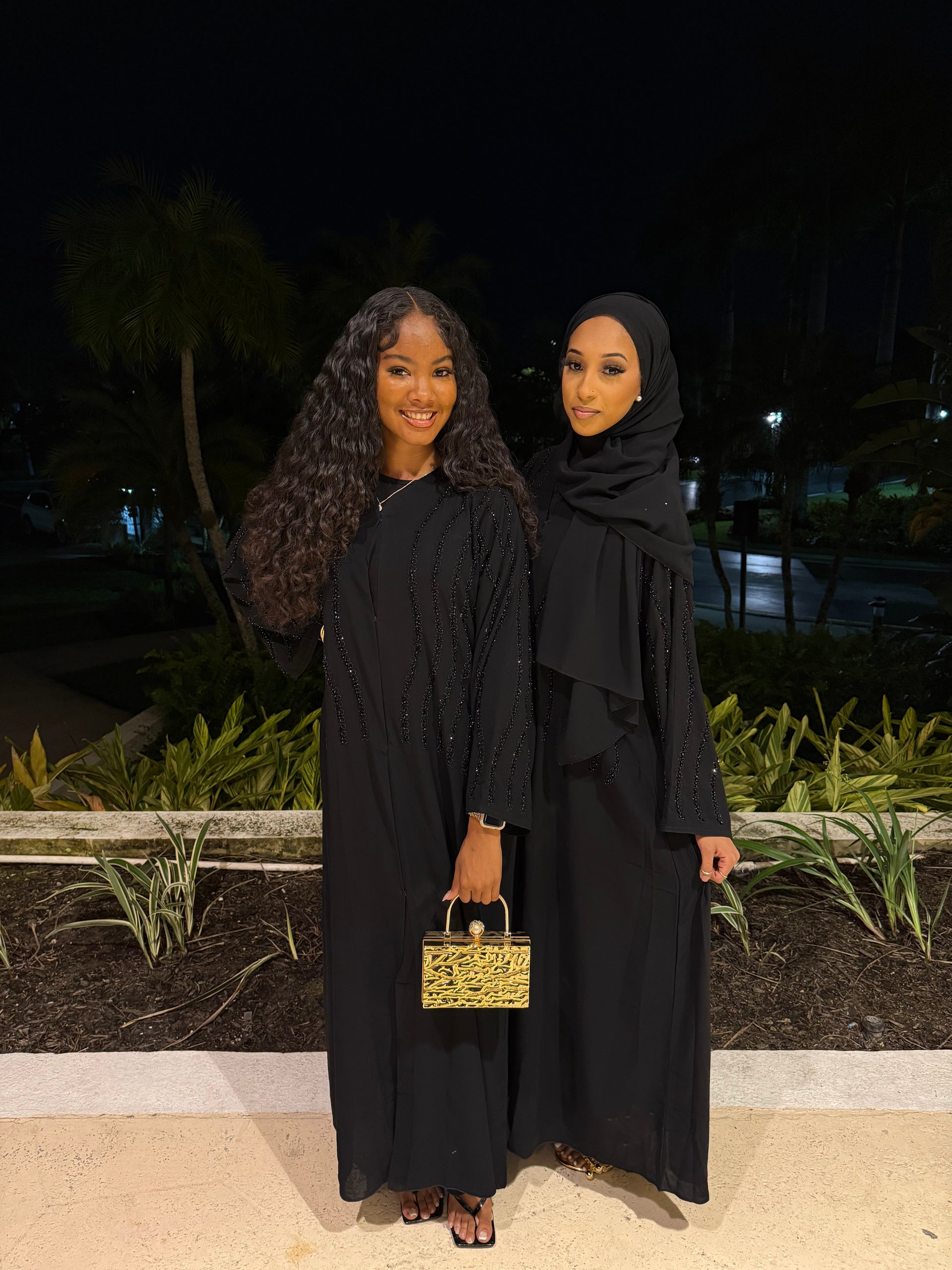 Amira Black on Black Abaya Set