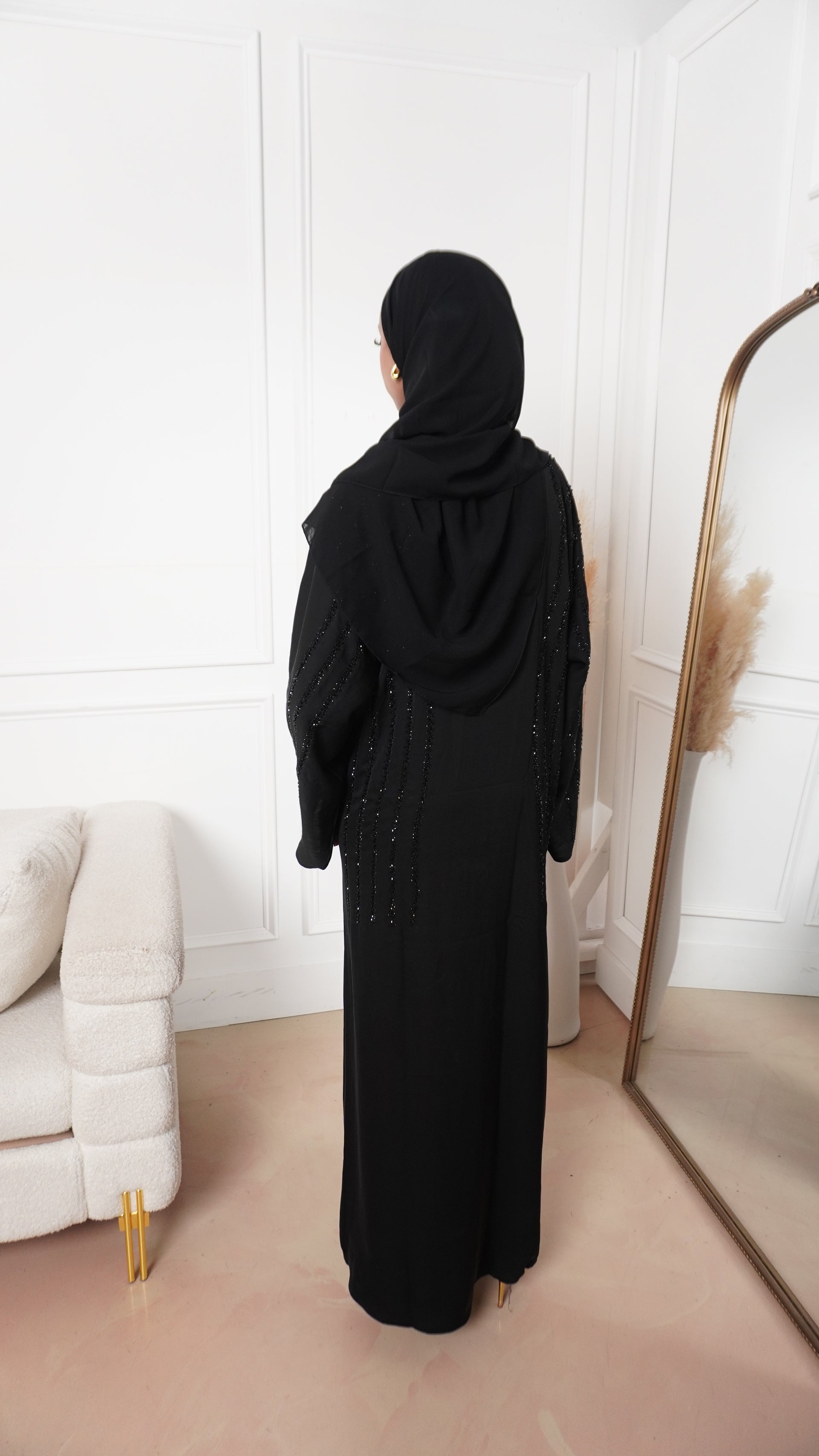 Amira Black on Black Abaya Set