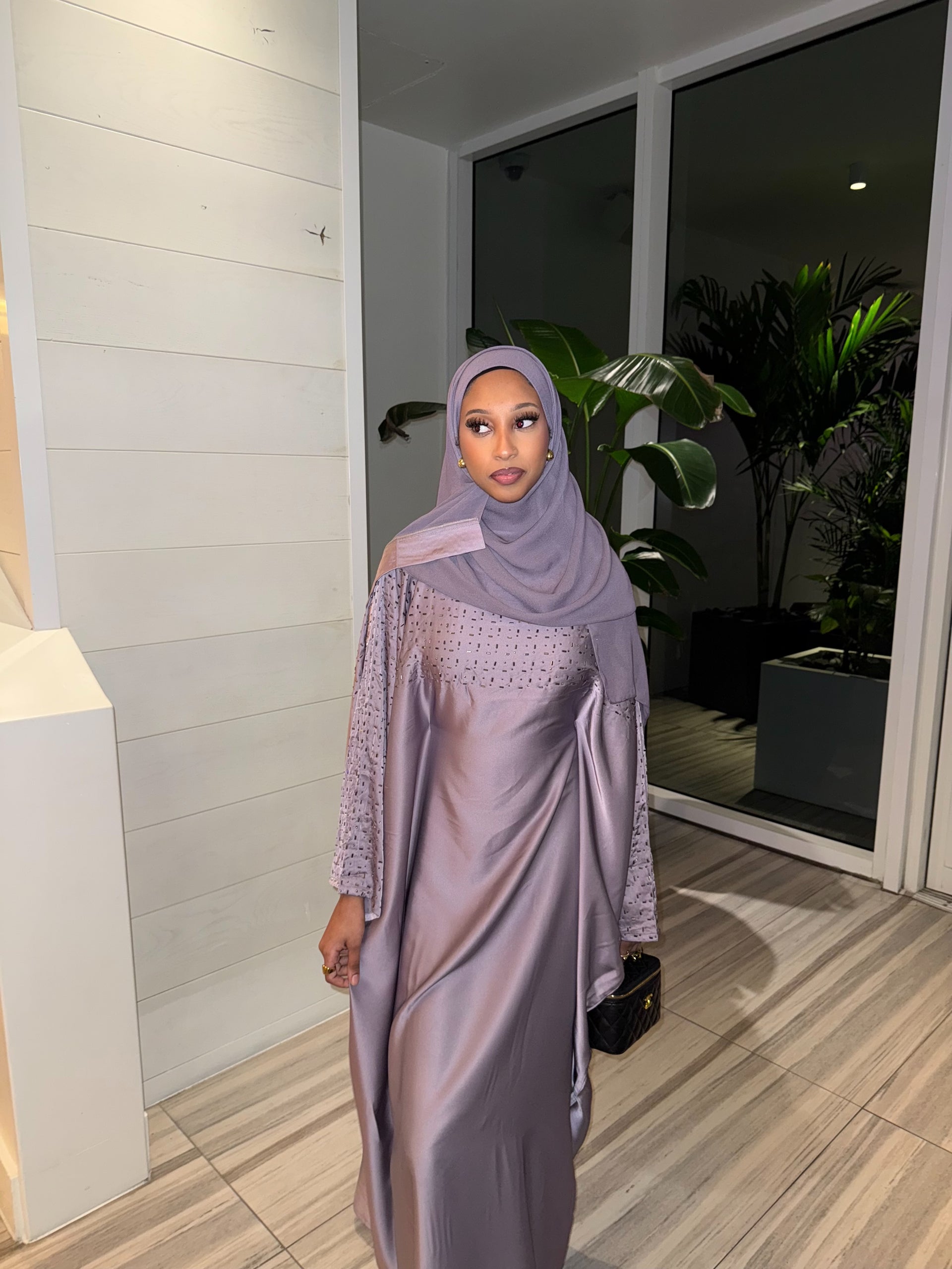 Lavender Royale Butterfly Abaya