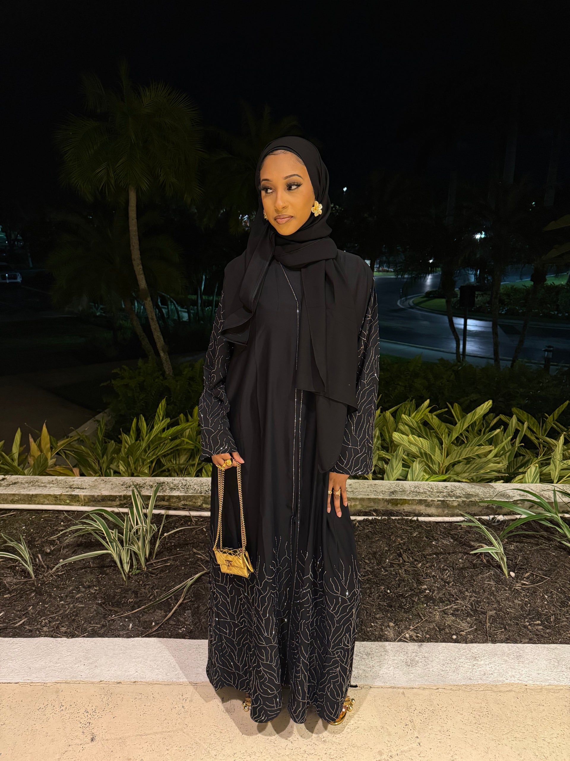Black Lightning Abaya Set