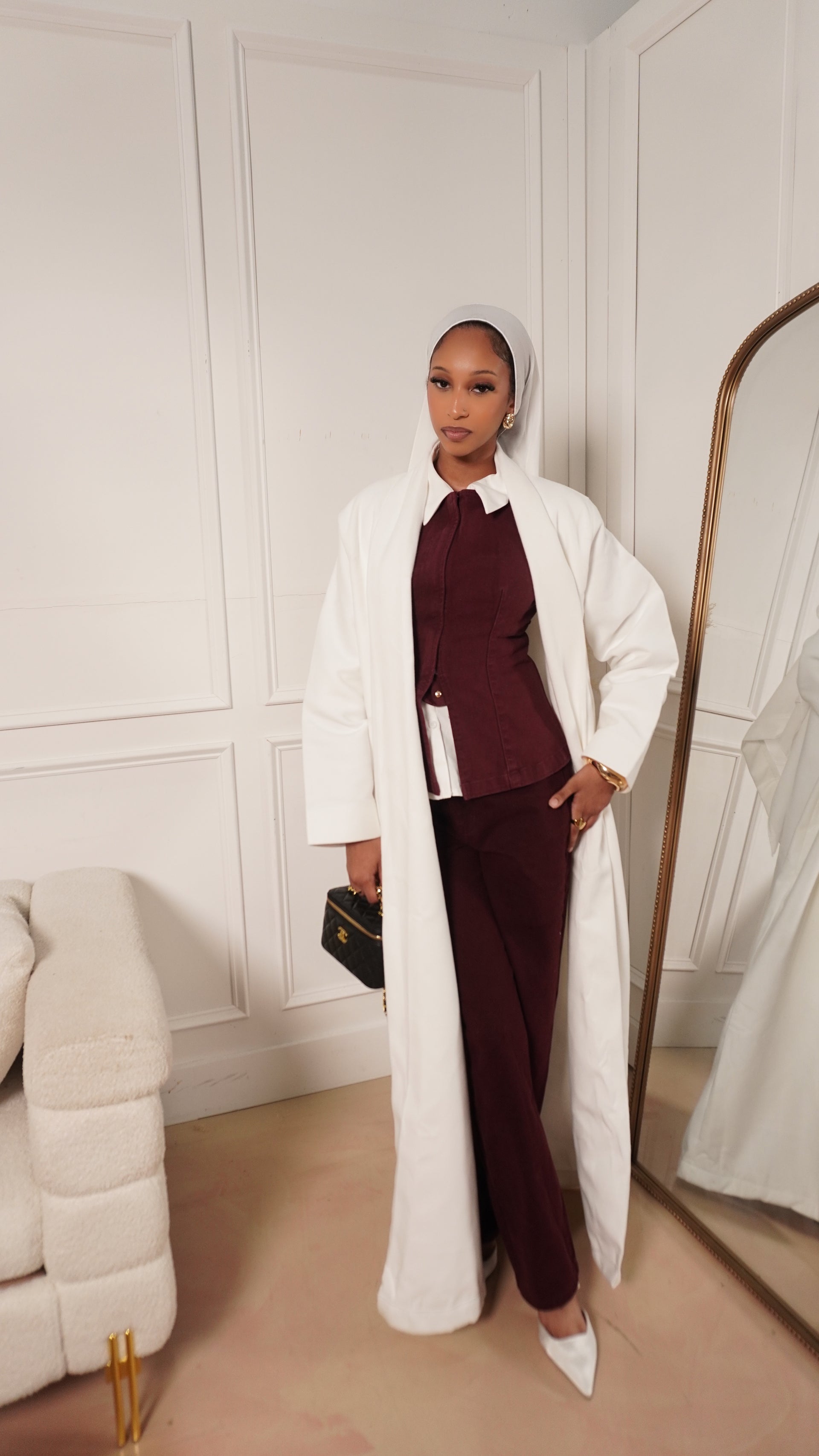 Samira Abaya Coat in Polar White