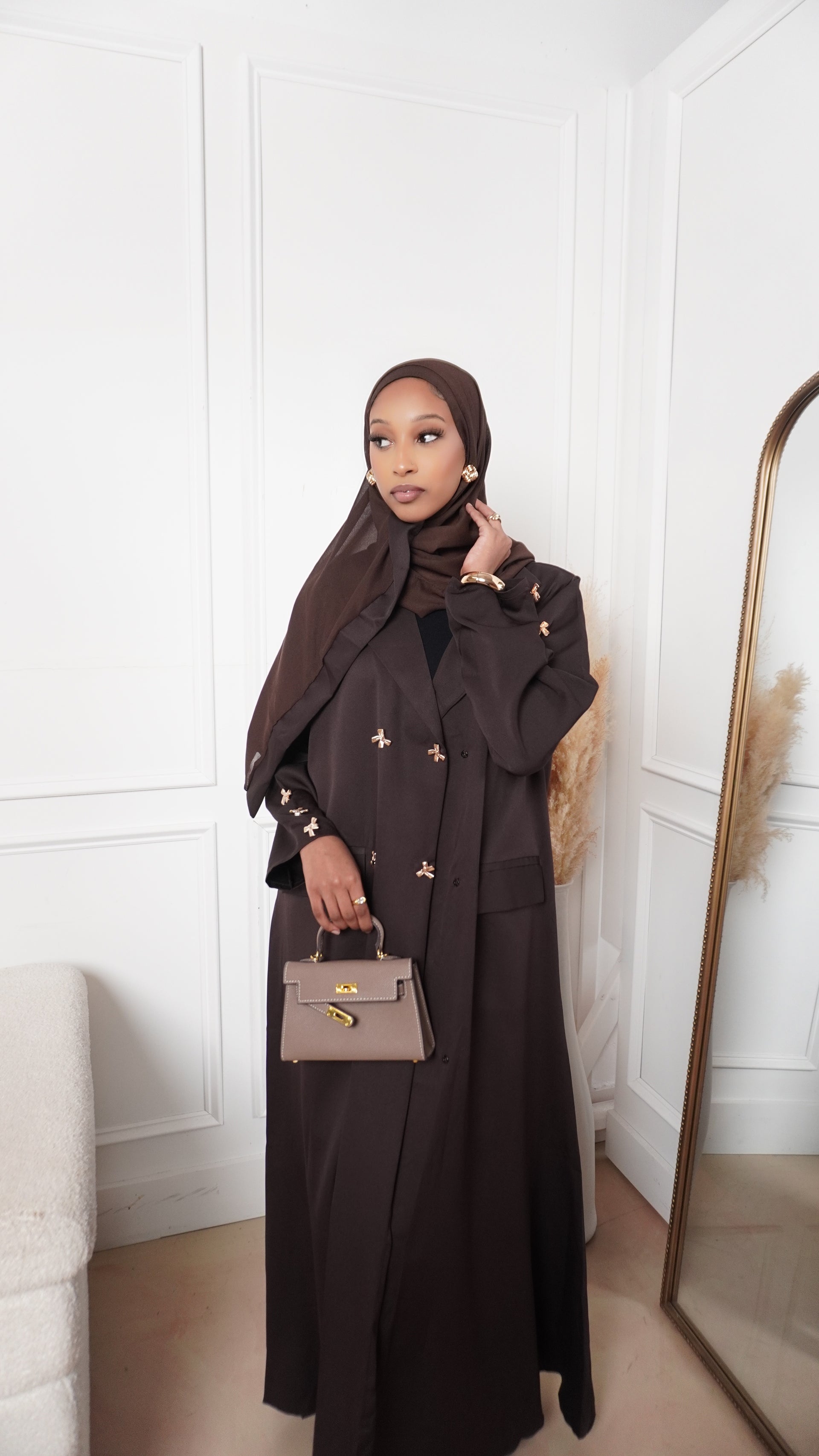 Brown Empire Abaya Set