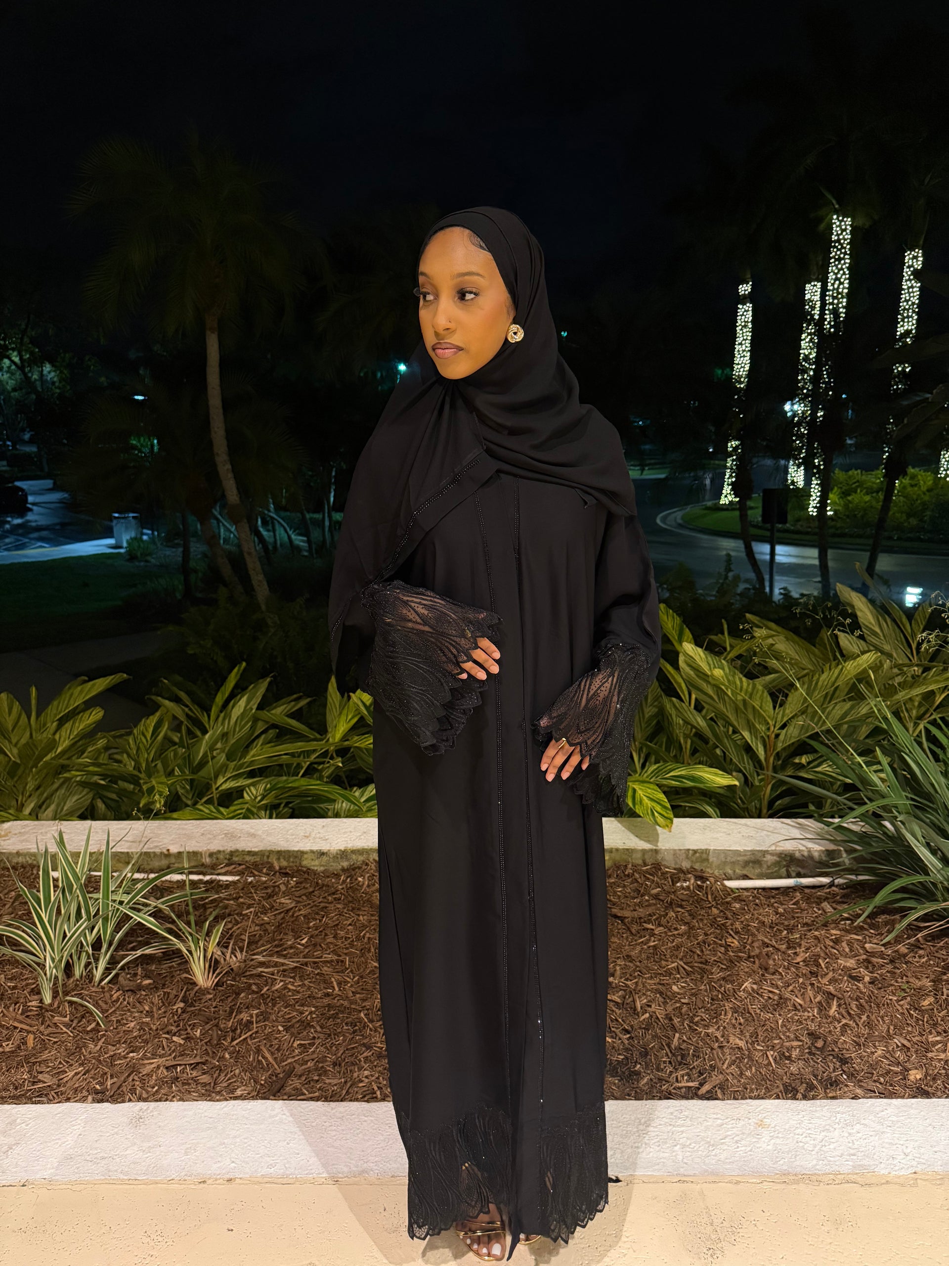 Black Lace Abaya