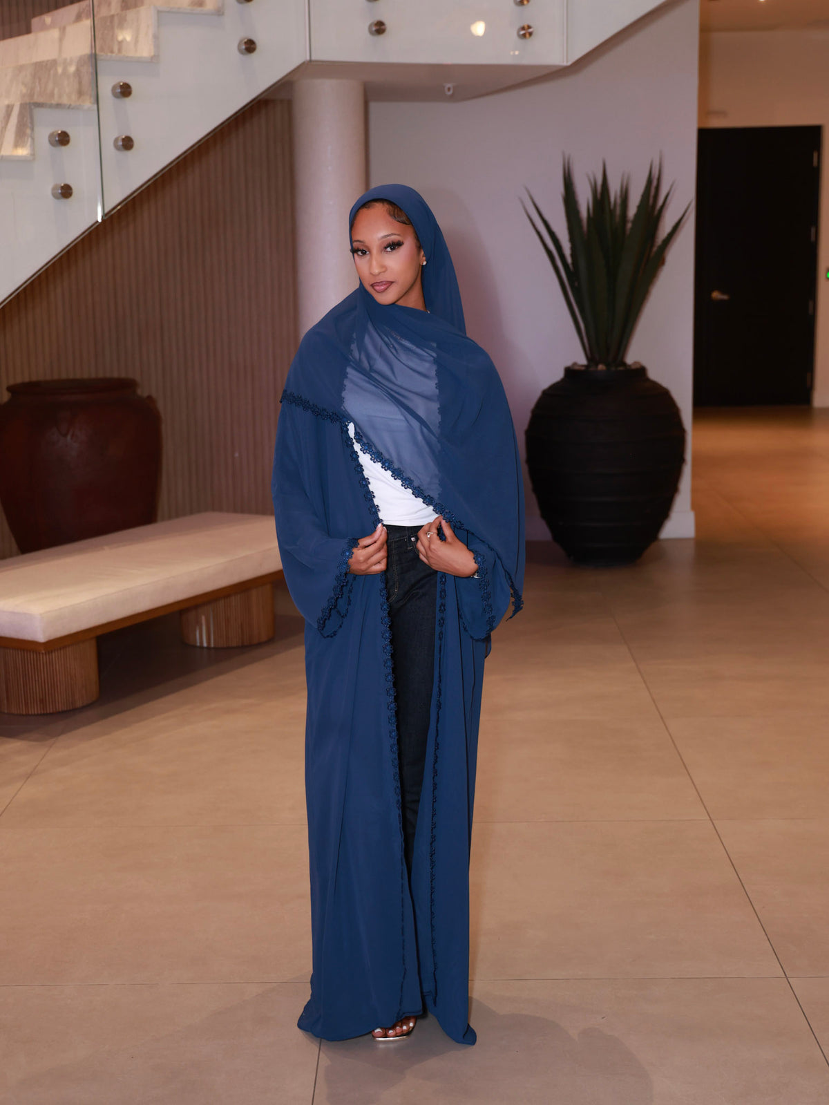 Sapphire Bloom Abaya