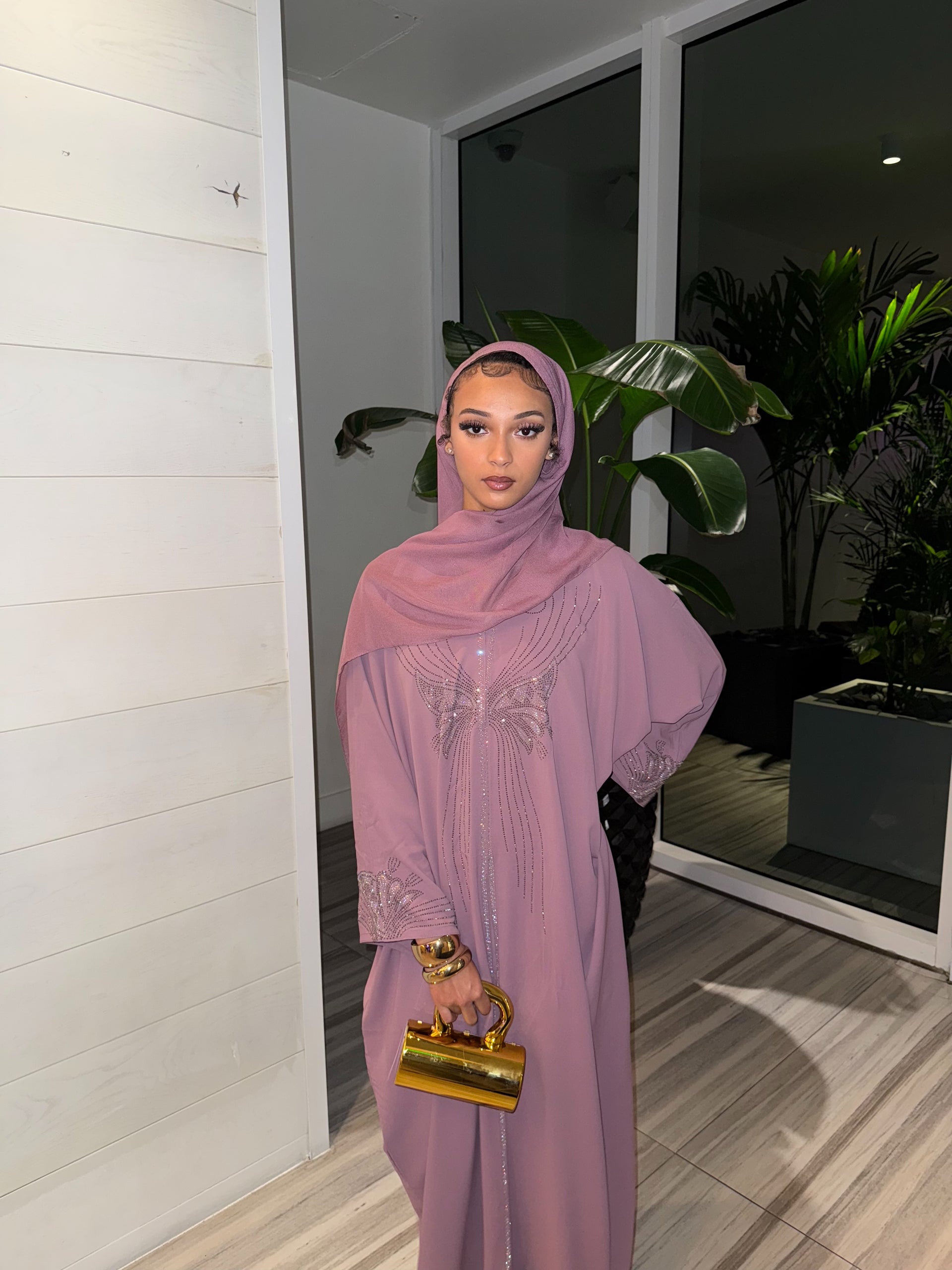 Rose Butterfly Abaya
