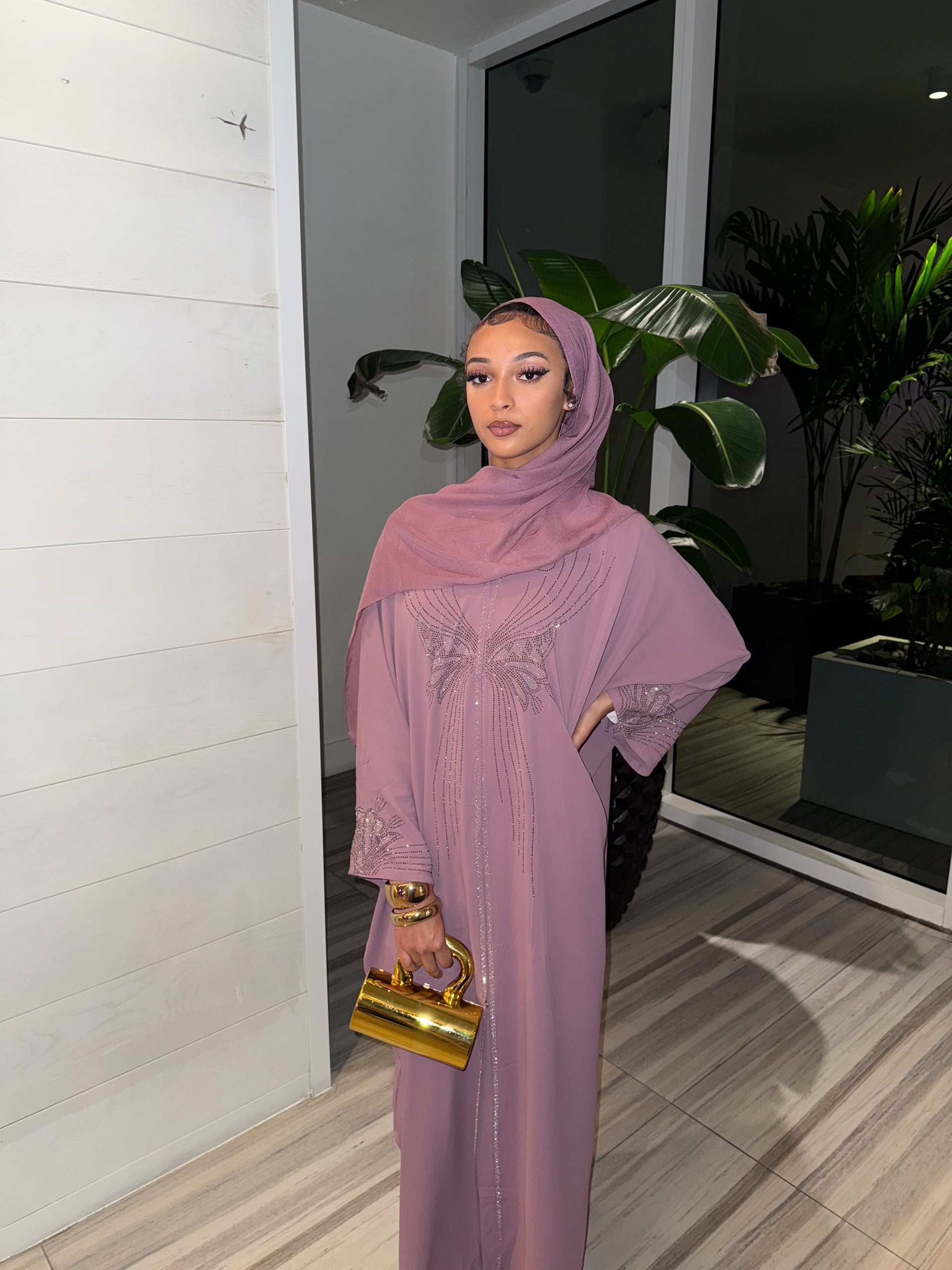 Rose Butterfly Abaya